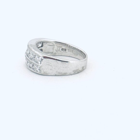 Estate Sterling Silver 925 CZ Ladies Half Eternity Wedding Band Ring Size 8 - Picture 4 of 10